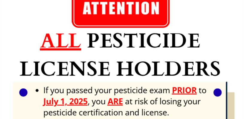 NCDA&CS REQUIRED Pesticide Certification & Training Standards Update